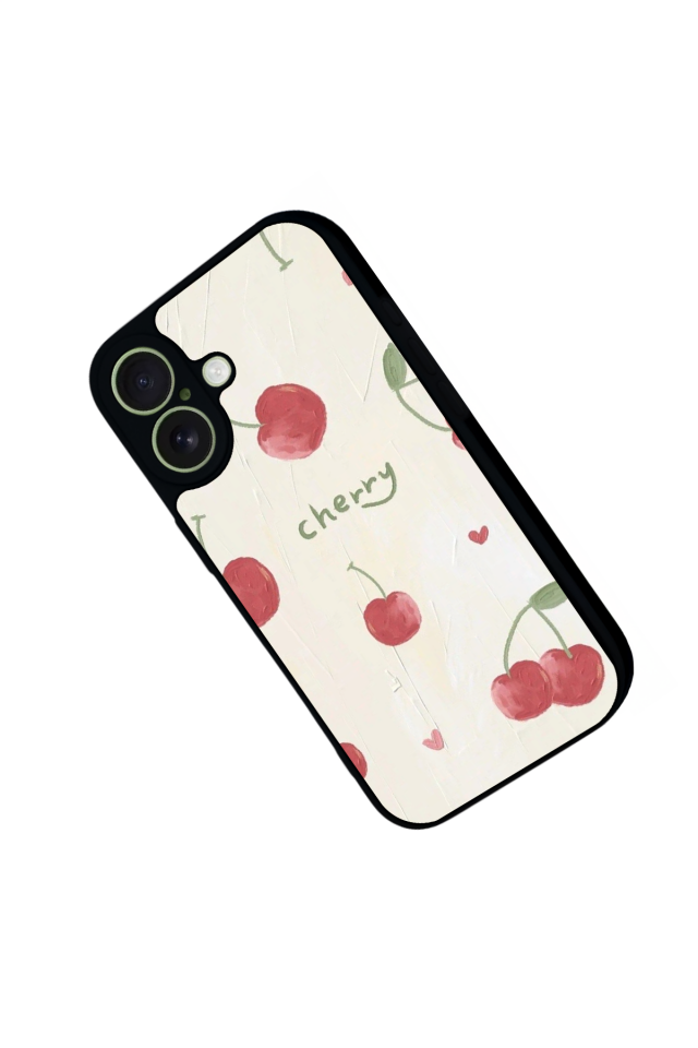iPhone 17 Uyumlu Kiraz Tasarımlı Glossy Premium Kılıf