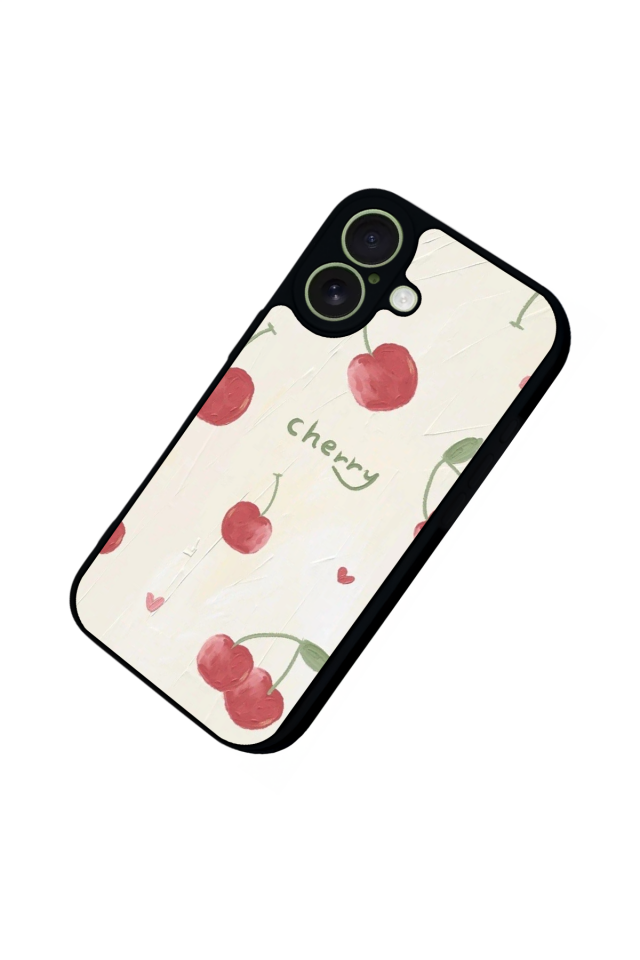 iPhone 17 Uyumlu Kiraz Tasarımlı Glossy Premium Kılıf