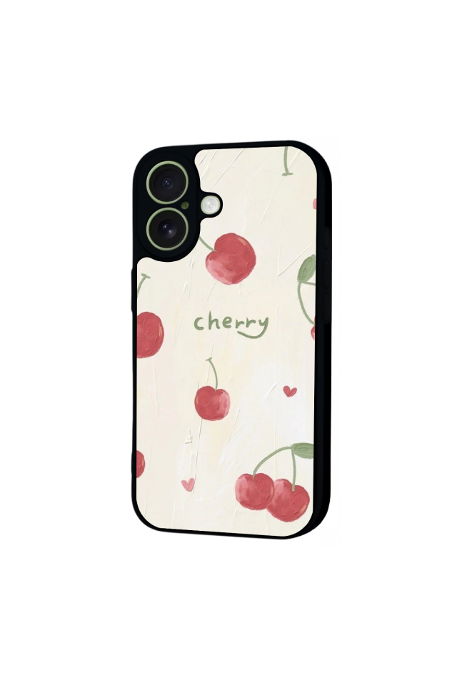 iPhone 17 Uyumlu Kiraz Tasarımlı Glossy Premium Kılıf