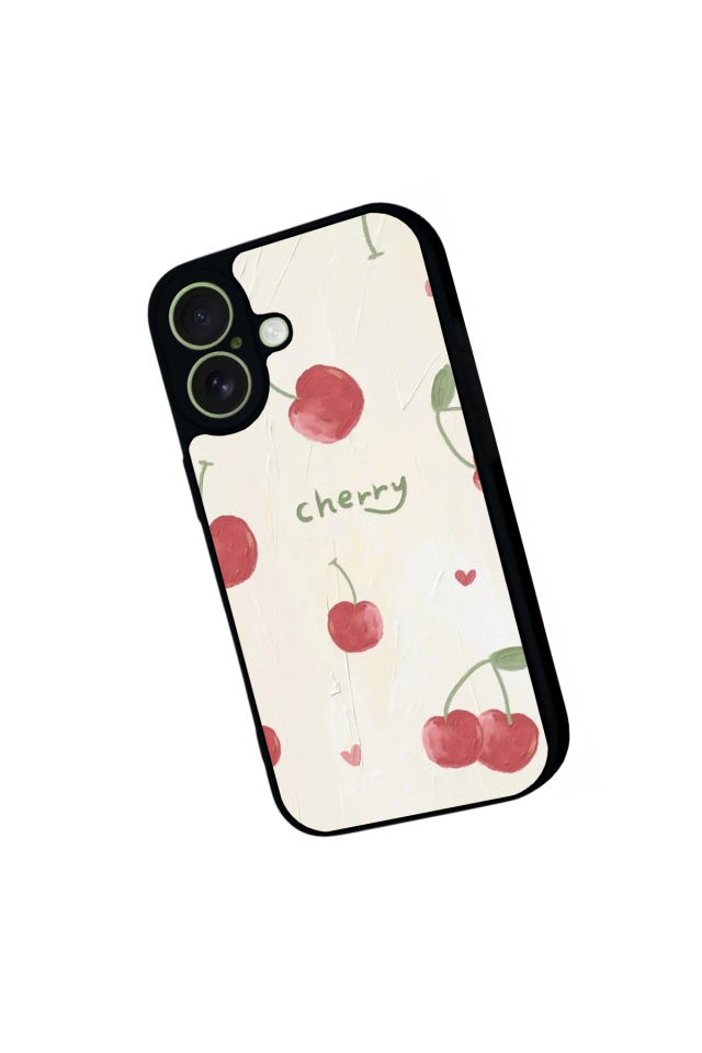 iPhone 17 Uyumlu Kiraz Tasarımlı Glossy Premium Kılıf