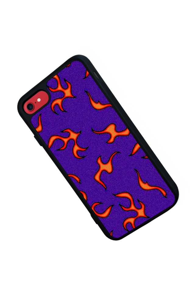 iPhone 8 Uyumlu Retro Flame Patterns Tasarımlı Glossy Premium Kılıf