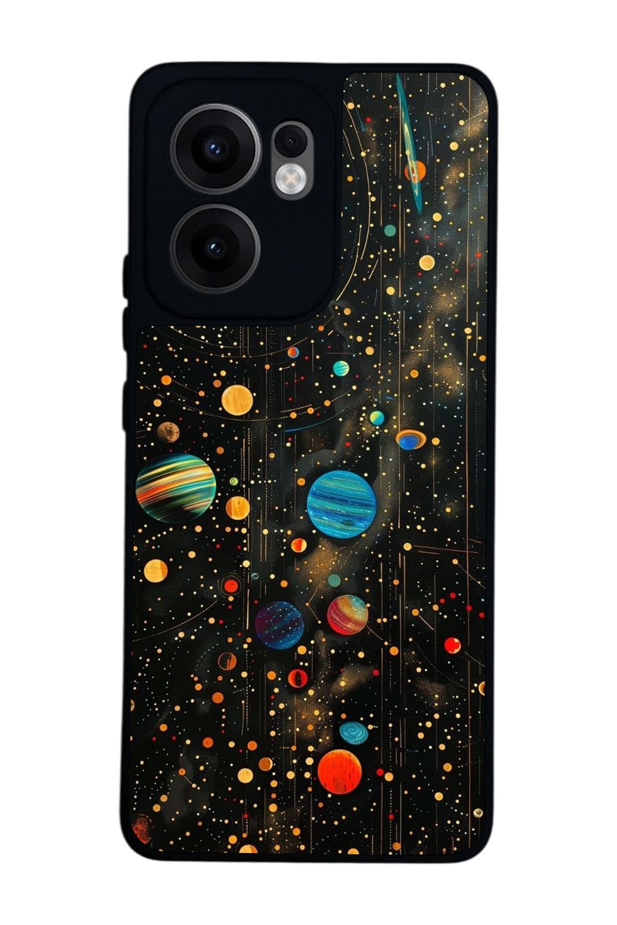 Oppo Reno 13F Uyumlu Uzay Tasarımlı Glossy Premium Kılıf