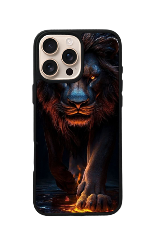 iPhone 16 Pro Uyumlu Aslan Tasarımlı Glossy Premium Kılıf