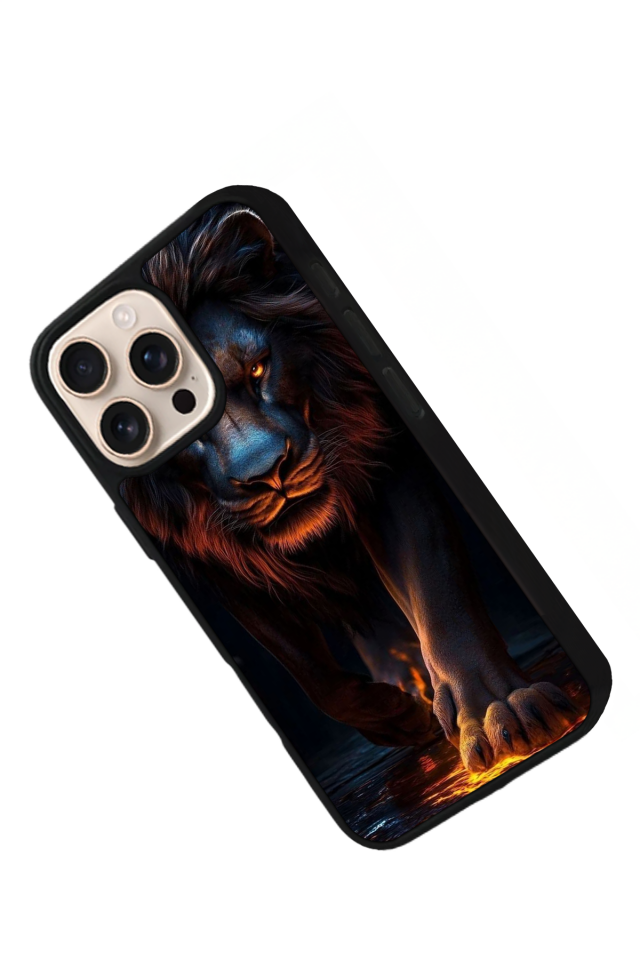 iPhone 16 Pro Uyumlu Aslan Tasarımlı Glossy Premium Kılıf