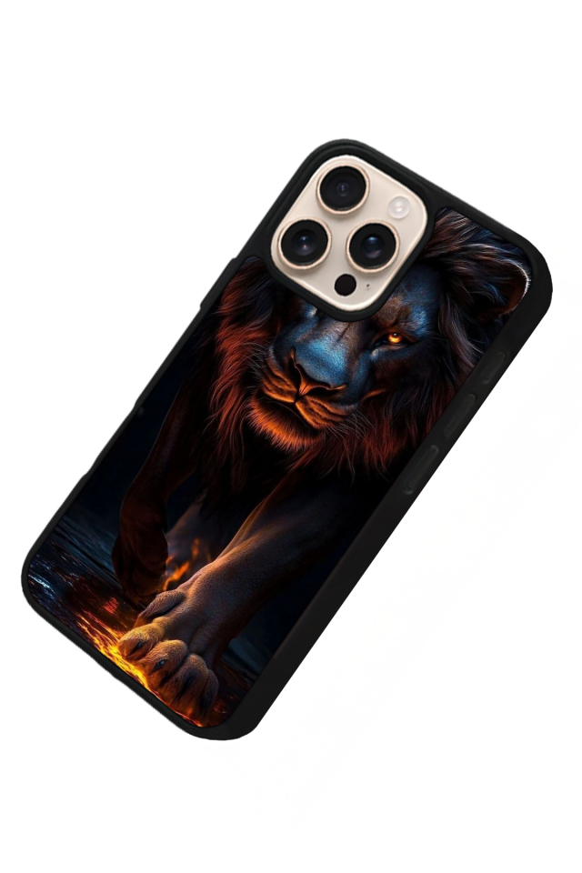 iPhone 16 Pro Uyumlu Aslan Tasarımlı Glossy Premium Kılıf