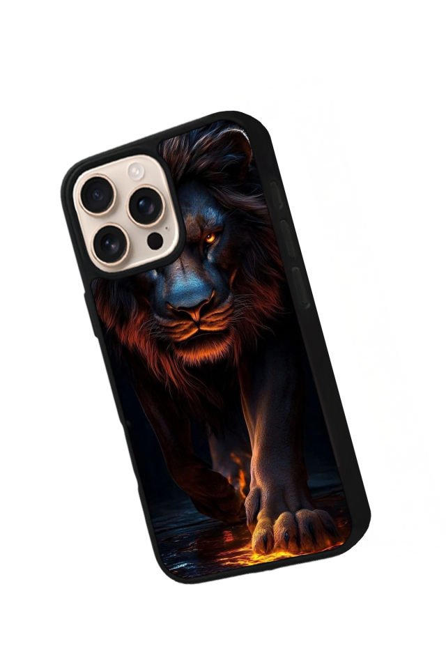 iPhone 16 Pro Uyumlu Aslan Tasarımlı Glossy Premium Kılıf