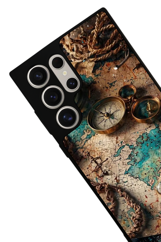 Samsung Galaxy S24 Ultra Uyumlu Harita Tasarımlı Glossy Premium Kılıf