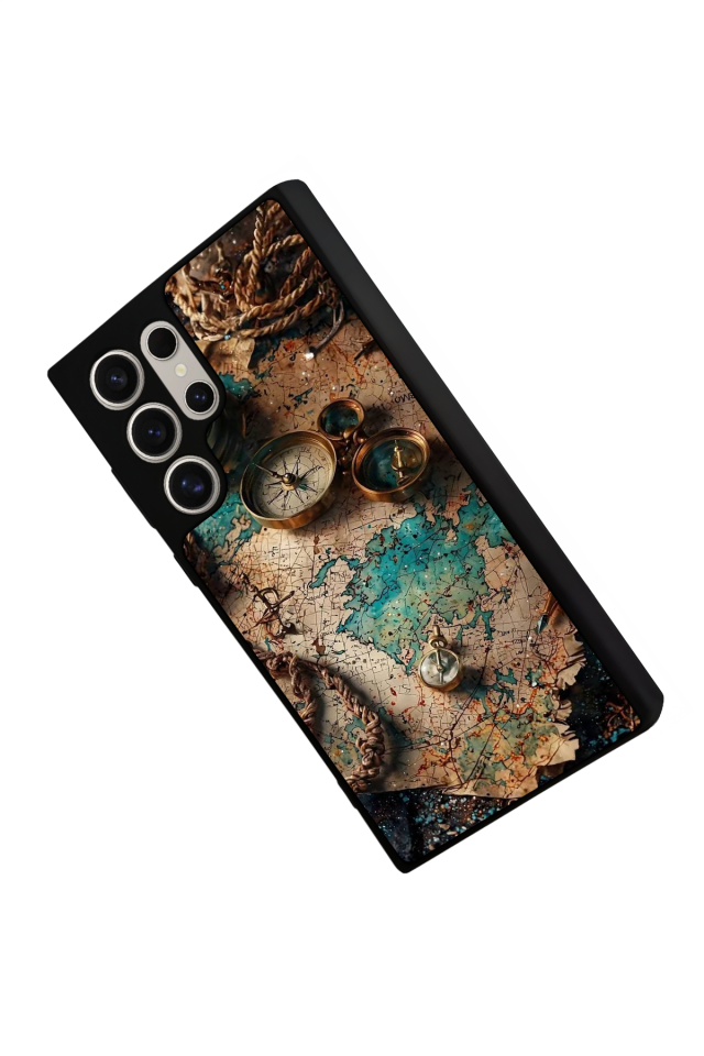 Samsung Galaxy S24 Ultra Uyumlu Harita Tasarımlı Glossy Premium Kılıf