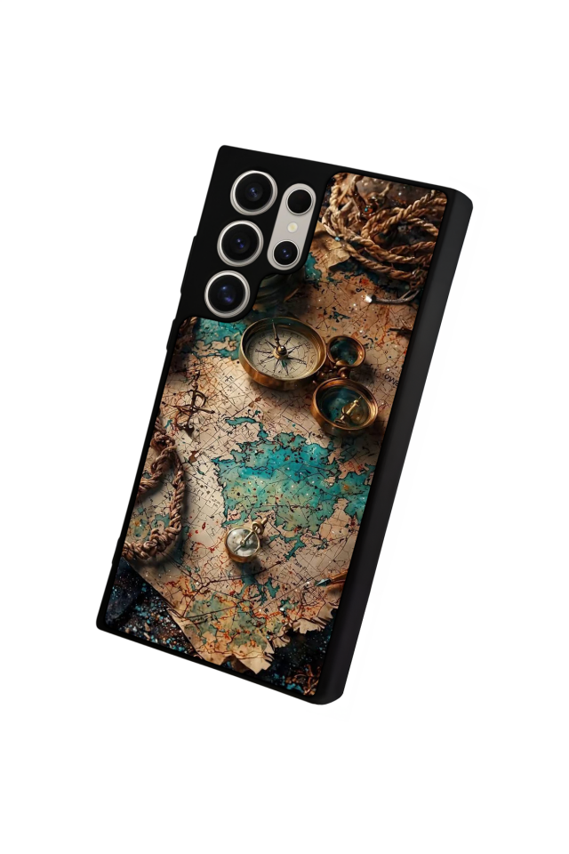 Samsung Galaxy S24 Ultra Uyumlu Harita Tasarımlı Glossy Premium Kılıf