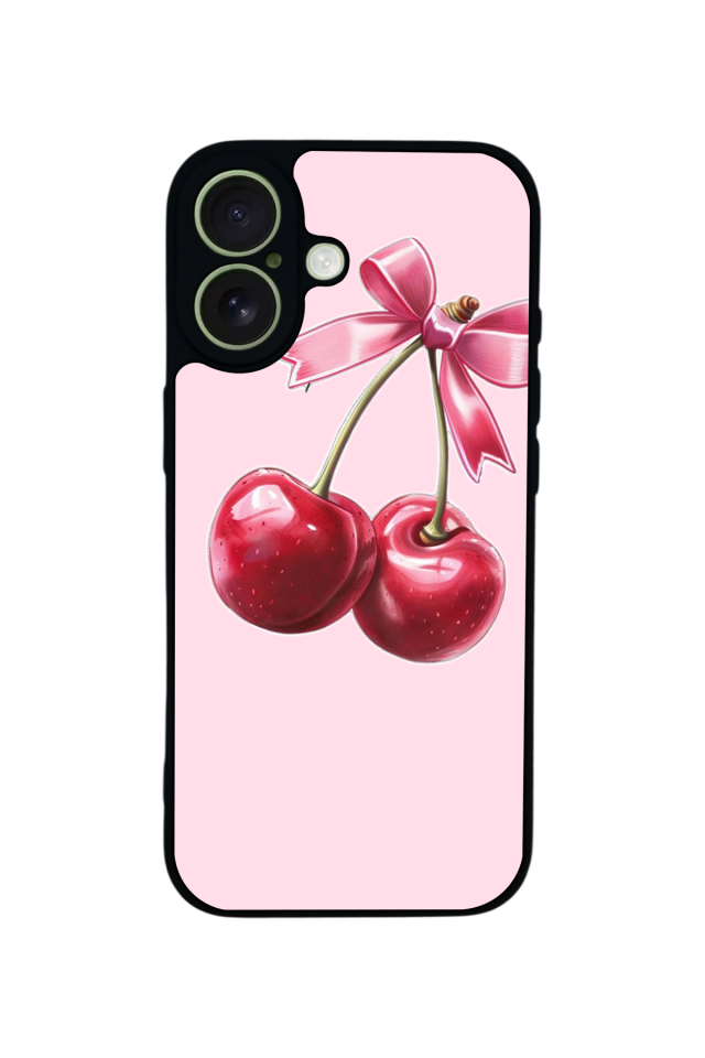 iPhone 17 Uyumlu Kiraz Tasarımlı Glossy Premium Kılıf