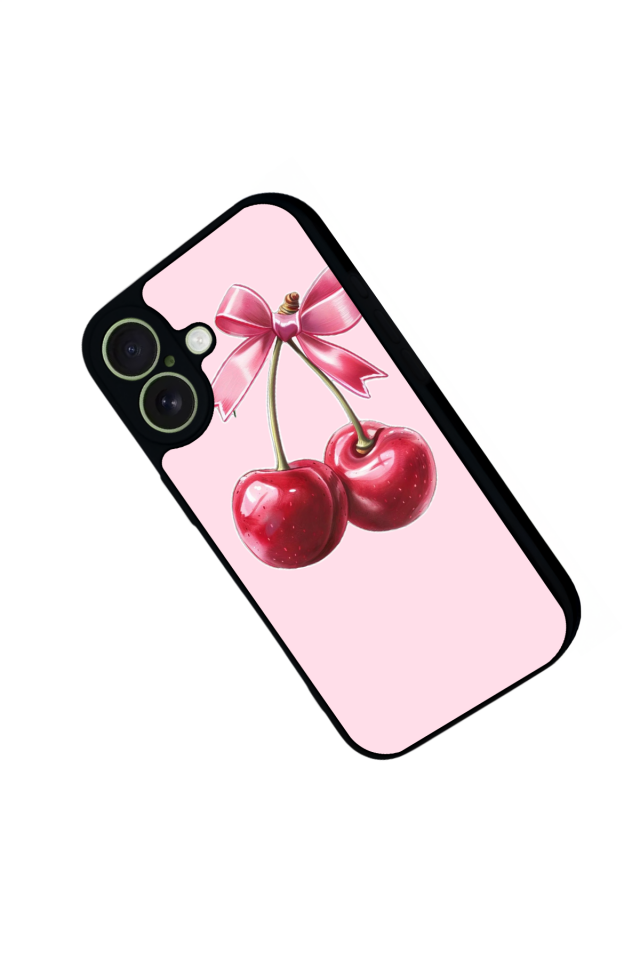 iPhone 17 Uyumlu Kiraz Tasarımlı Glossy Premium Kılıf
