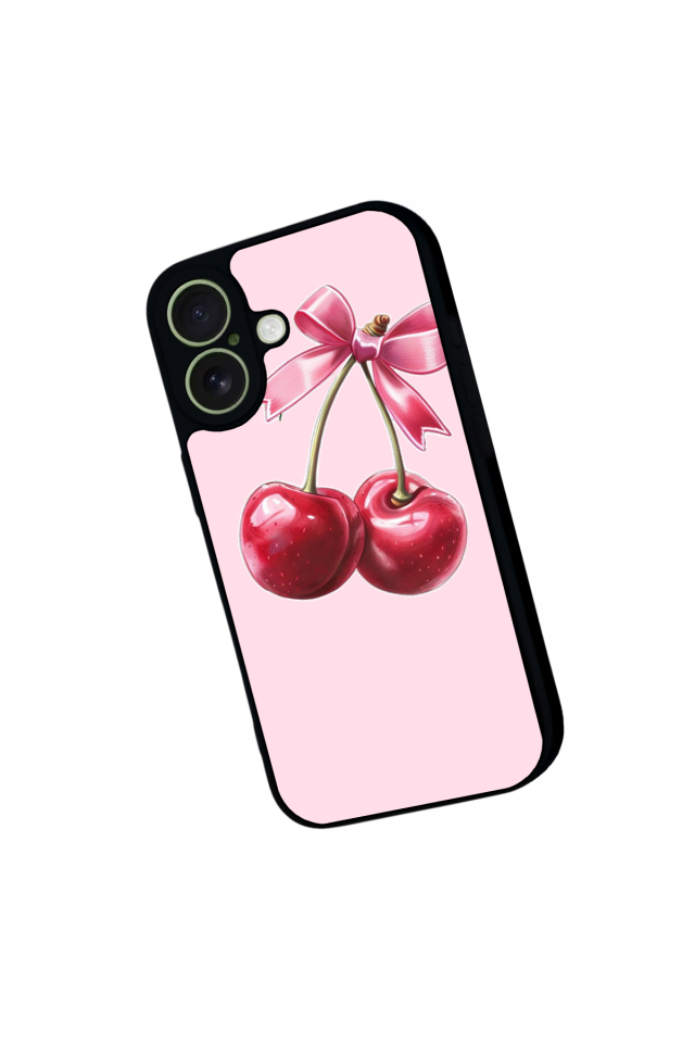 iPhone 17 Uyumlu Kiraz Tasarımlı Glossy Premium Kılıf