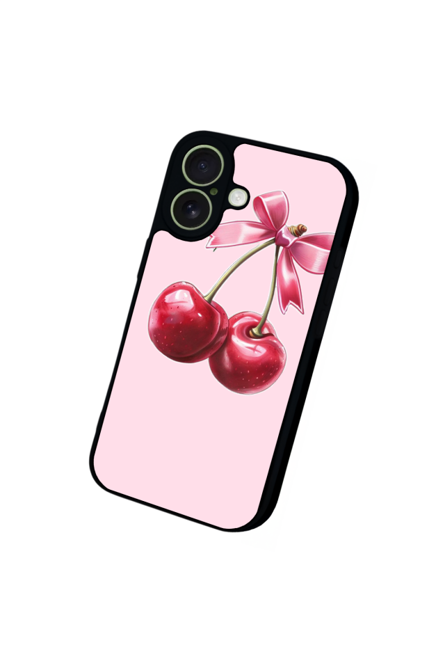iPhone 17 Uyumlu Kiraz Tasarımlı Glossy Premium Kılıf