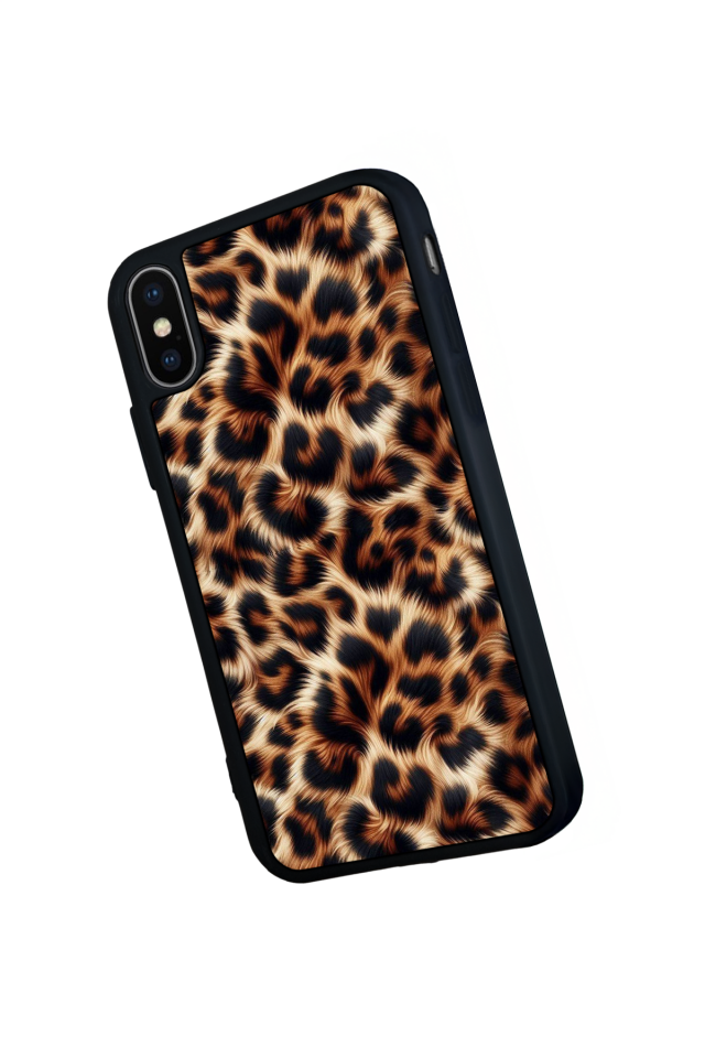 iPhone X/ XS Uyumlu Leopar Tasarımlı Glossy Premium Kılıf