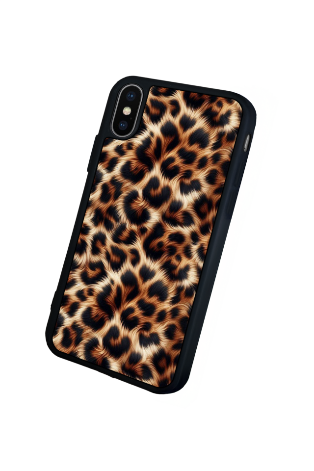 iPhone X/ XS Uyumlu Leopar Tasarımlı Glossy Premium Kılıf