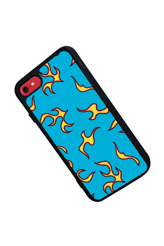 iPhone 8 Uyumlu Retro Flame Patterns Tasarımlı Glossy Premium Kılıf