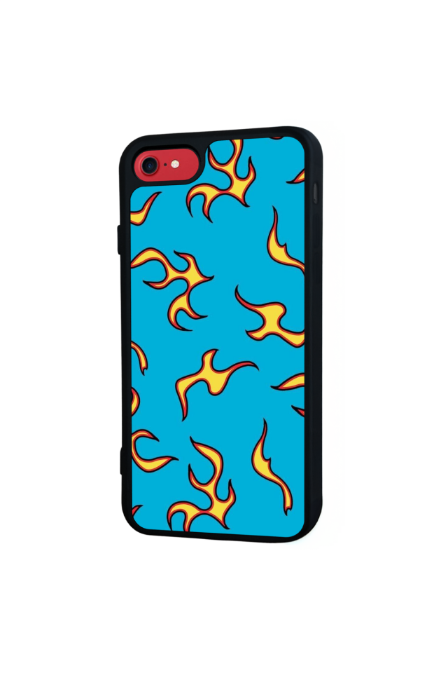 iPhone 8 Uyumlu Retro Flame Patterns Tasarımlı Glossy Premium Kılıf