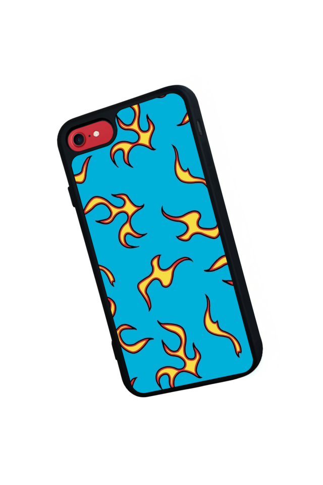iPhone 8 Uyumlu Retro Flame Patterns Tasarımlı Glossy Premium Kılıf