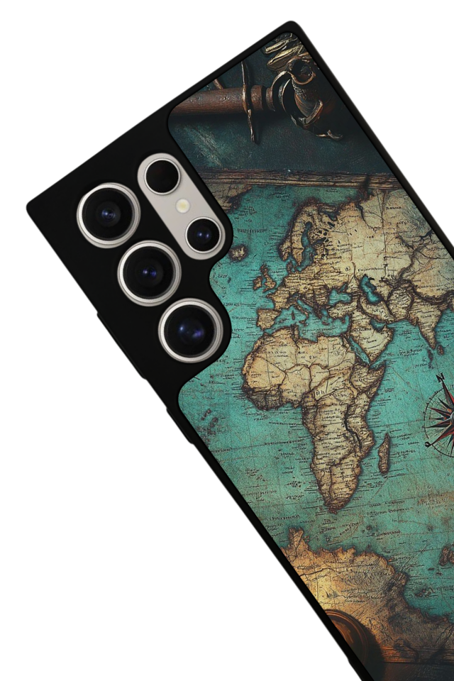 Samsung Galaxy S24 Ultra Uyumlu Harita Tasarımlı Glossy Premium Kılıf