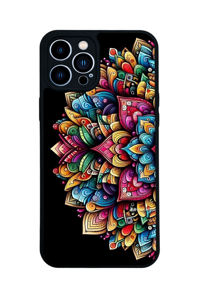 iPhone 13 Pro Max Uyumlu Mandala Tasarımlı Glossy Premium Kılıf