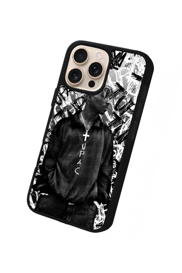 iPhone 16 Pro Max Uyumlu Tupac Tasarımlı Glossy Premium Kılıf