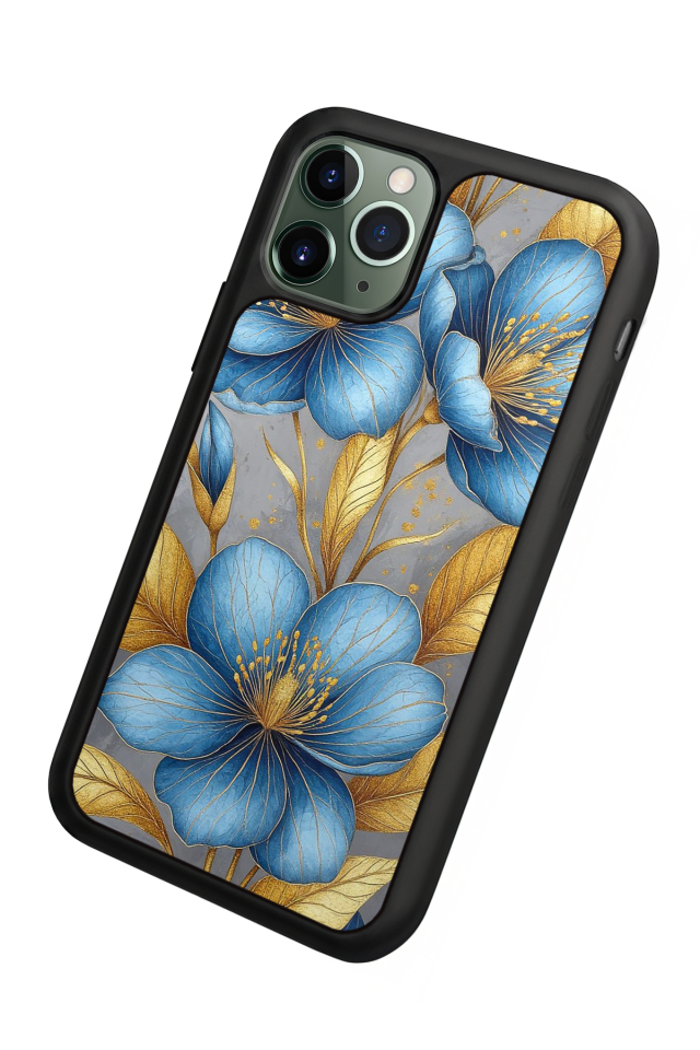 iPhone 11 Pro Uyumlu Yaldizli Cicek Tasarımlı Glossy Premium Kılıf