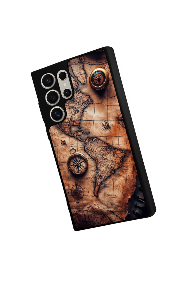 Samsung Galaxy S24 Ultra Uyumlu Harita Tasarımlı Glossy Premium Kılıf