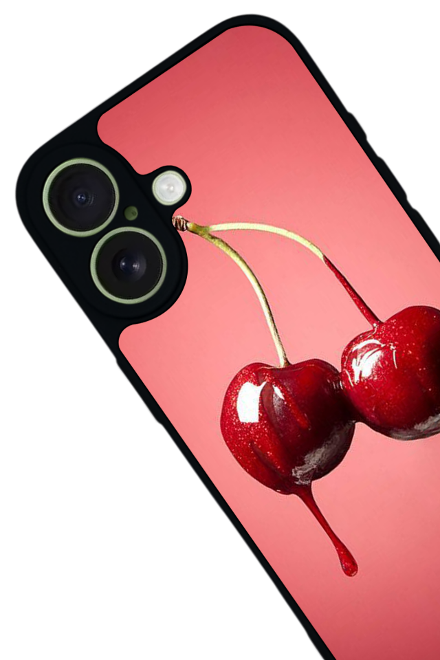 iPhone 17 Uyumlu Kiraz Tasarımlı Glossy Premium Kılıf