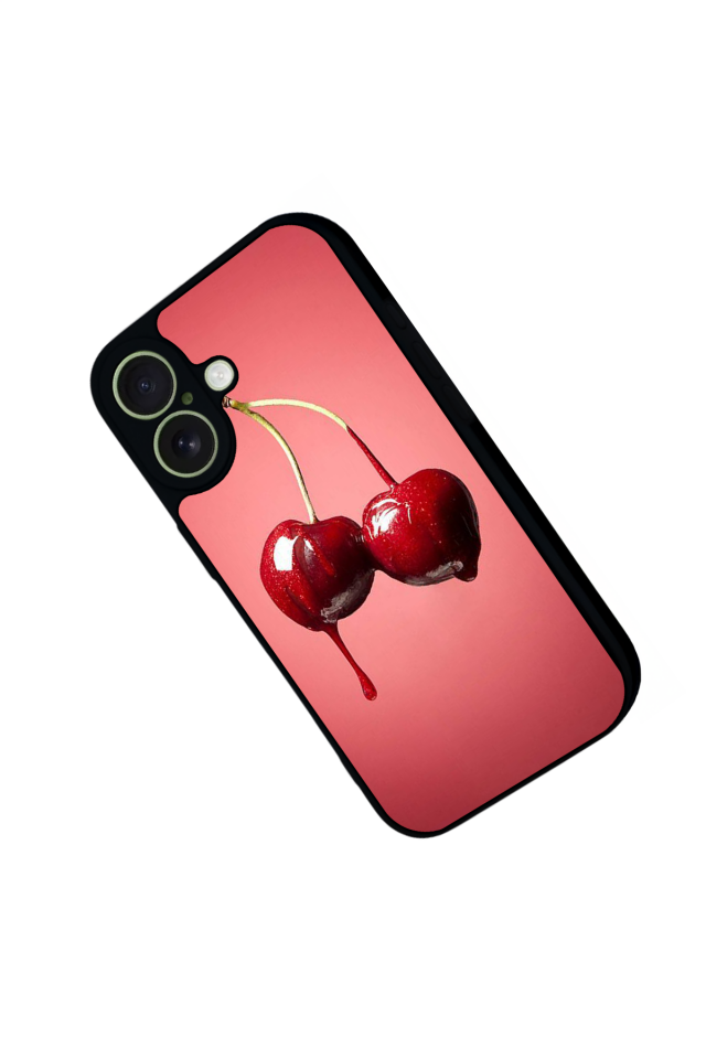 iPhone 17 Uyumlu Kiraz Tasarımlı Glossy Premium Kılıf