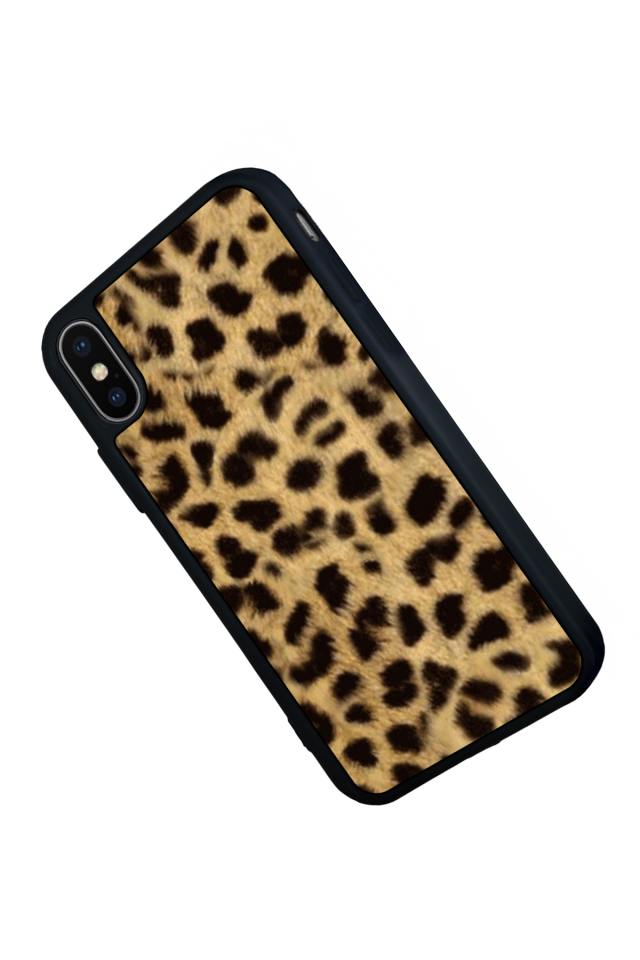 iPhone X/ XS Uyumlu Leopar Tasarımlı Glossy Premium Kılıf