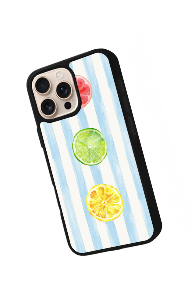 iPhone 16 Pro Uyumlu Limon Tasarımlı Glossy Premium Kılıf
