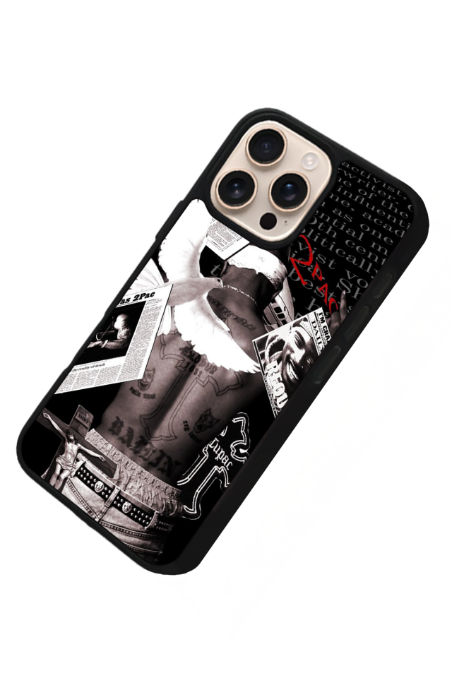 iPhone 16 Pro Max Uyumlu Tupac Tasarımlı Glossy Premium Kılıf