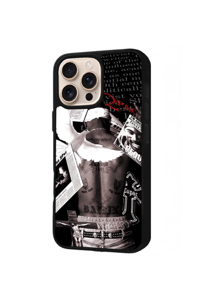 iPhone 16 Pro Max Uyumlu Tupac Tasarımlı Glossy Premium Kılıf