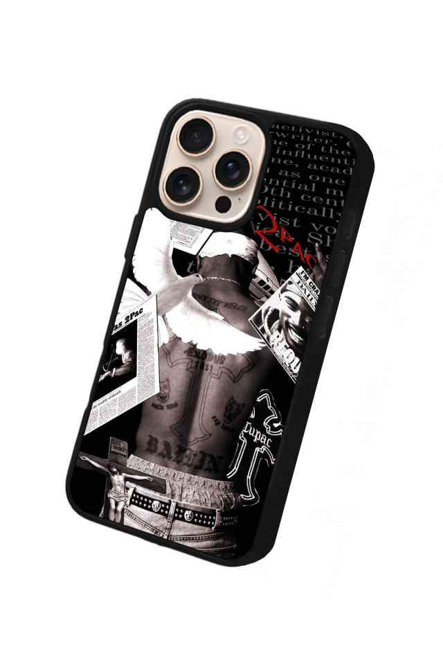 iPhone 16 Pro Max Uyumlu Tupac Tasarımlı Glossy Premium Kılıf