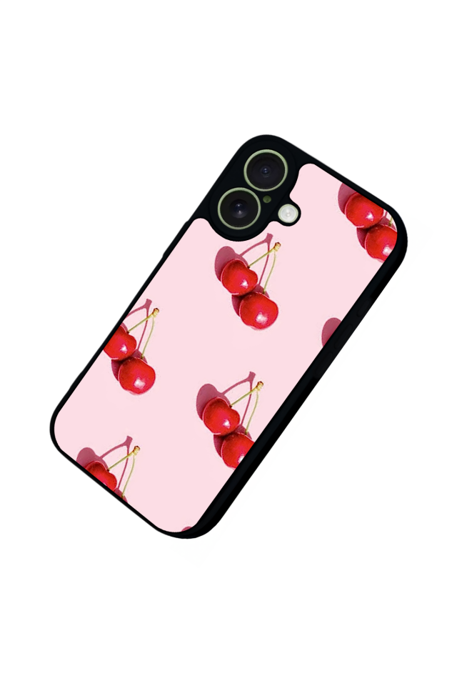 iPhone 17 Uyumlu Kiraz Tasarımlı Glossy Premium Kılıf