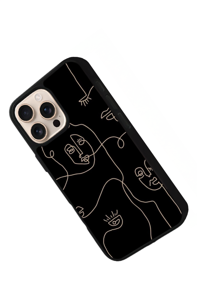 iPhone 16 Pro Uyumlu Line Art Tasarımlı Glossy Premium Kılıf
