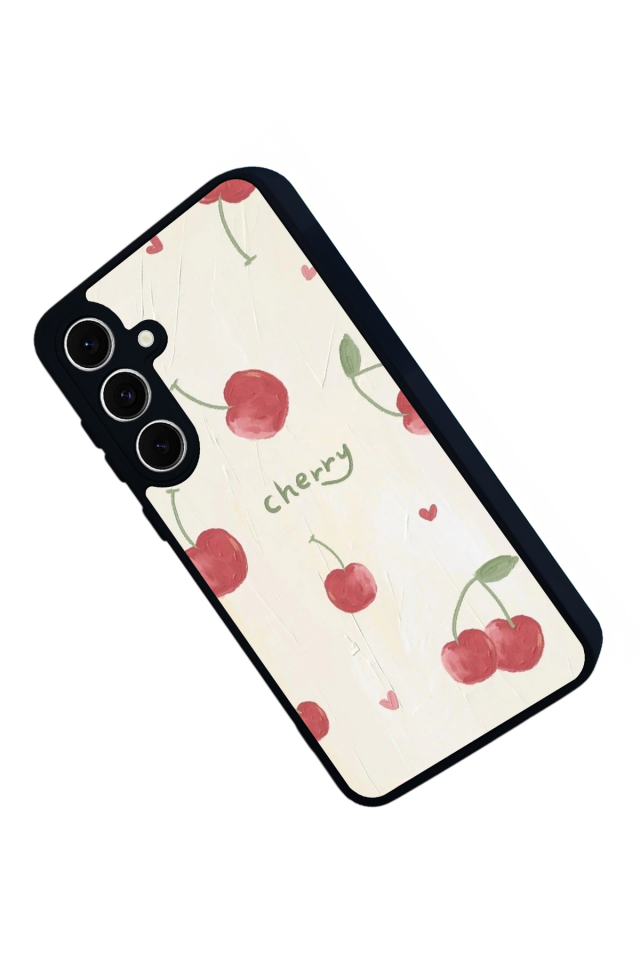 Samsung Galaxy S24 FE Uyumlu Kiraz Tasarımlı Glossy Premium Kılıf