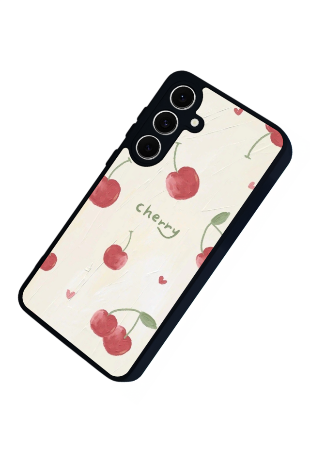 Samsung Galaxy S24 FE Uyumlu Kiraz Tasarımlı Glossy Premium Kılıf