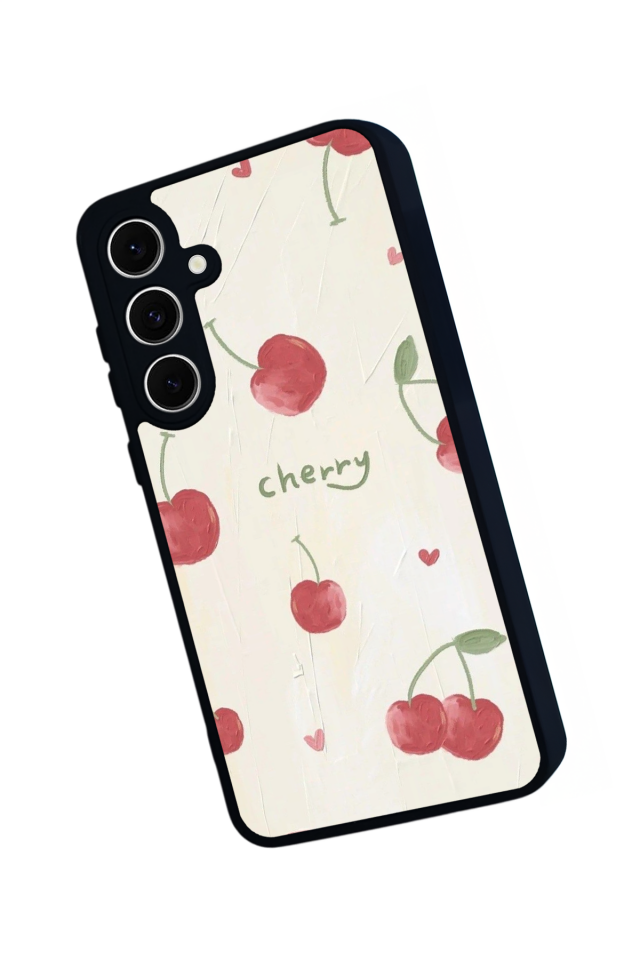 Samsung Galaxy S24 FE Uyumlu Kiraz Tasarımlı Glossy Premium Kılıf