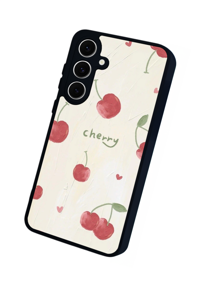 Samsung Galaxy S24 FE Uyumlu Kiraz Tasarımlı Glossy Premium Kılıf
