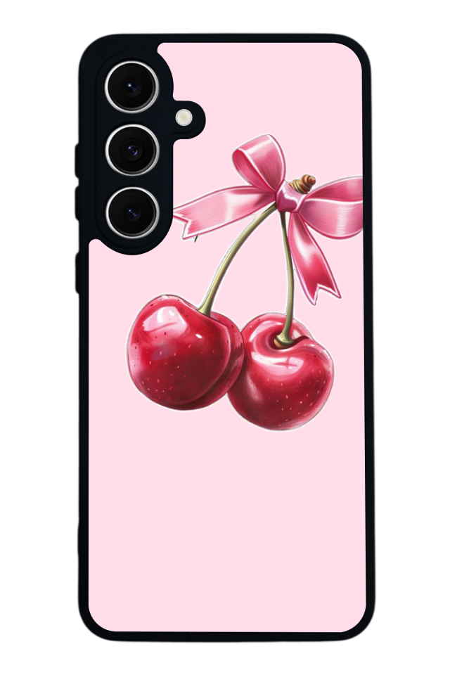 Samsung Galaxy S24 FE Uyumlu Kiraz Tasarımlı Glossy Premium Kılıf