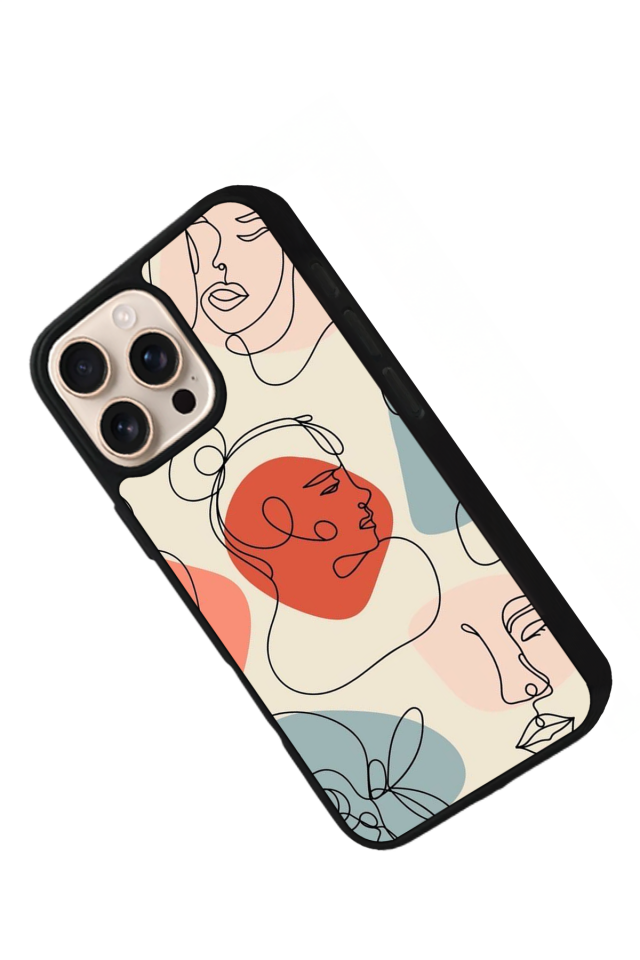 iPhone 16 Pro Uyumlu Line Art Tasarımlı Glossy Premium Kılıf
