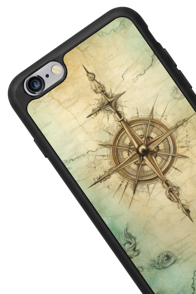 iPhone 6 Plus Uyumlu Pusula Tasarımlı Glossy Premium Kılıf