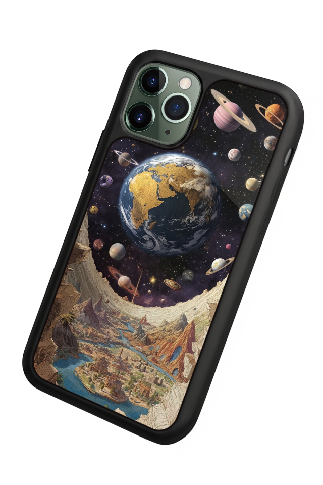iPhone 11 Pro Max Uyumlu Uzay Tasarımlı Glossy Premium Kılıf