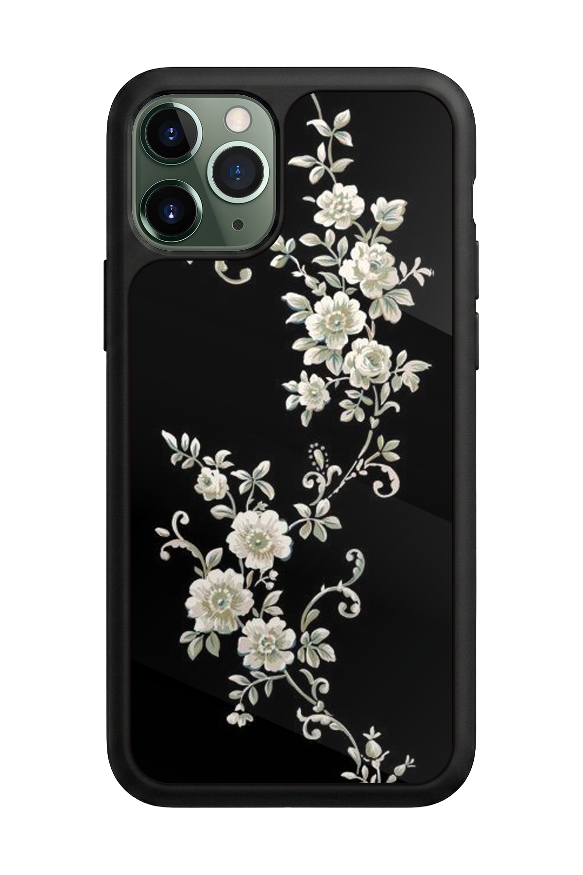 iPhone 11 Pro Uyumlu Yaldizli Cicek Tasarımlı Glossy Premium Kılıf