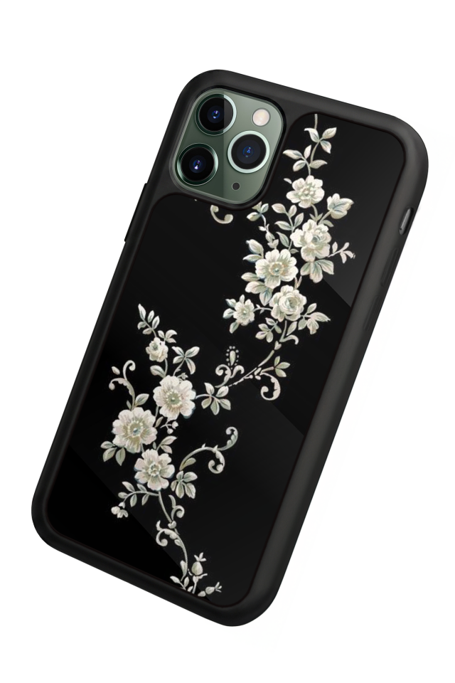 iPhone 11 Pro Uyumlu Yaldizli Cicek Tasarımlı Glossy Premium Kılıf