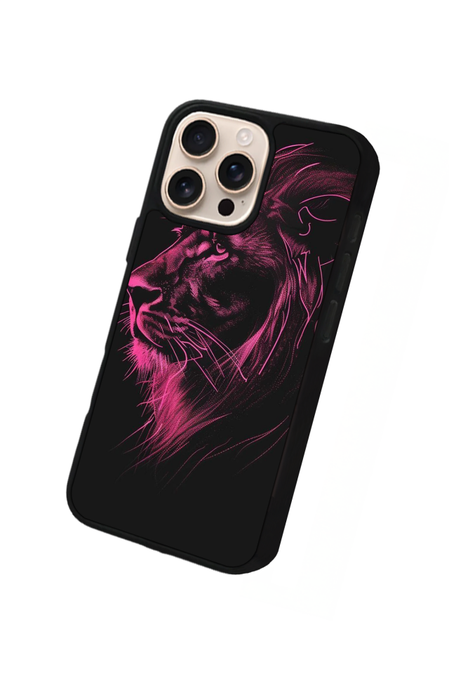 iPhone 16 Pro Uyumlu Aslan Tasarımlı Glossy Premium Kılıf