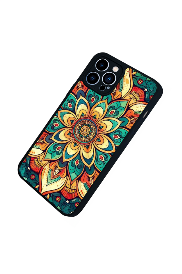 iPhone 13 Pro Max Uyumlu Mandala Tasarımlı Glossy Premium Kılıf