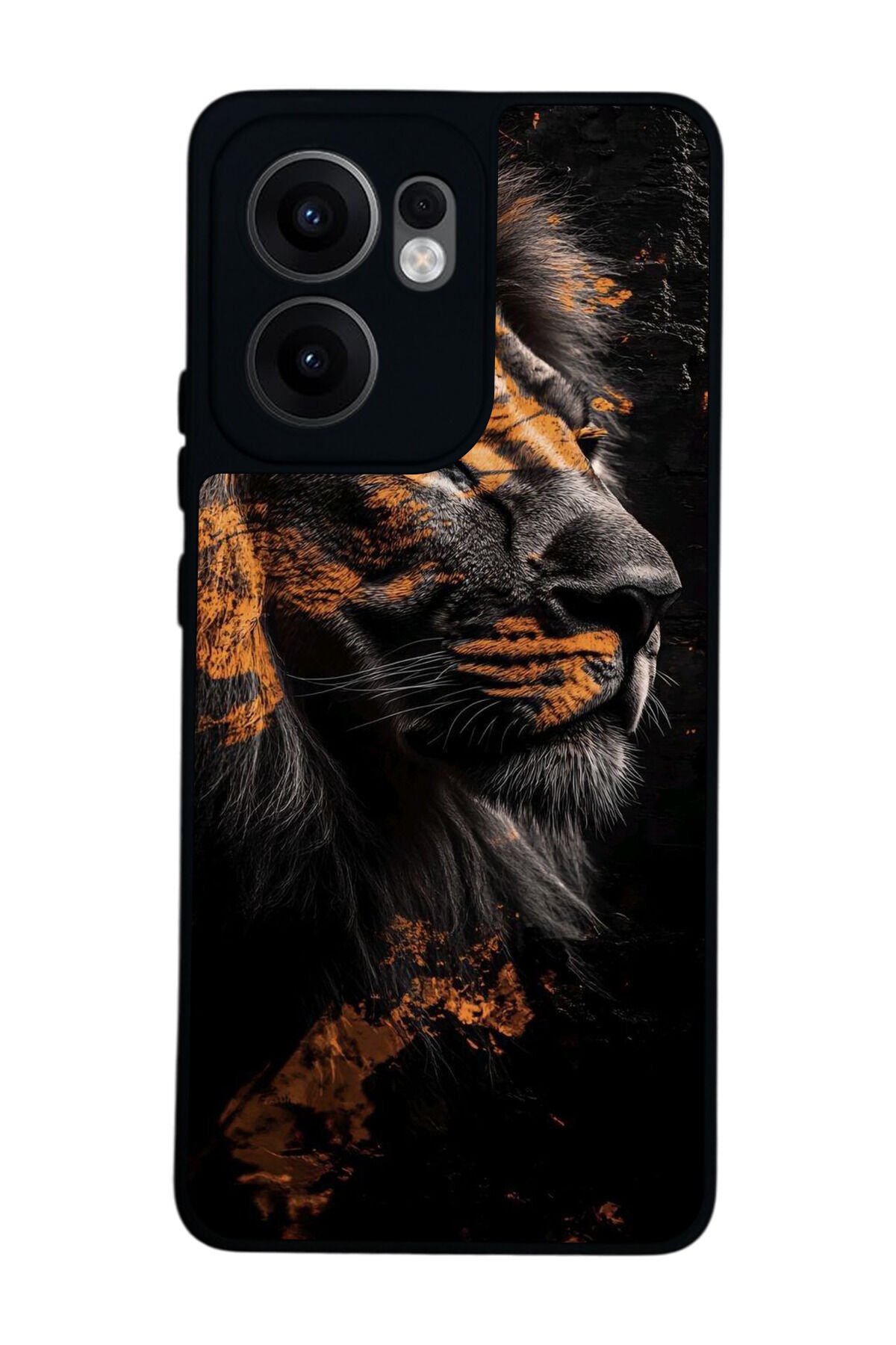 Oppo Reno 13F Uyumlu Aslan Tasarımlı Glossy Premium Kılıf