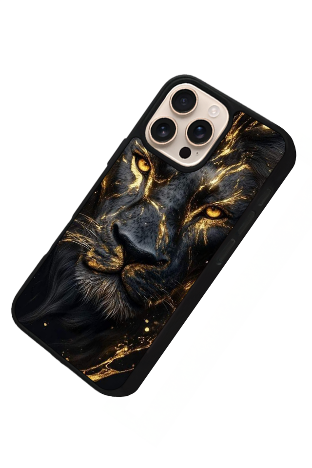 iPhone 16 Pro Uyumlu Aslan Tasarımlı Glossy Premium Kılıf